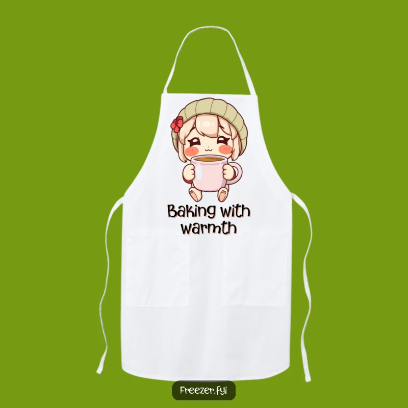 Chef's Cozy Mug Apron: Rosy Character Warm Drink Kitchen Apron