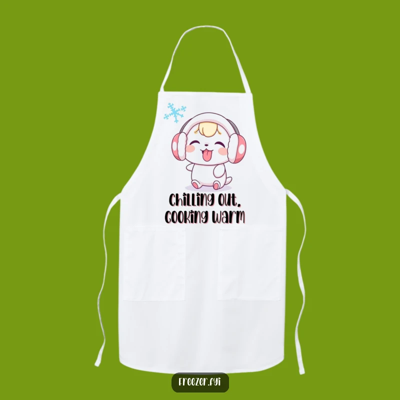 Funny Earmuff Character Apron: Kitchen Humor with Snowflake Taunter, Chef Gift