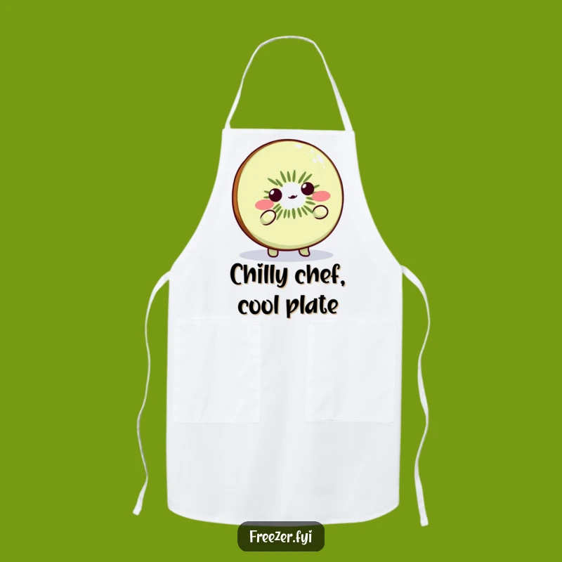 Funny Kiwi Slice Shrug Apron: Kitchen Humor for Playful Cooks & Bakers