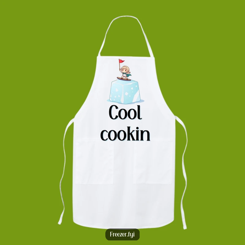 Funny Ice Cube Surfer Apron: Cheerful Chef Riding Ice, Practical Humorous Gift