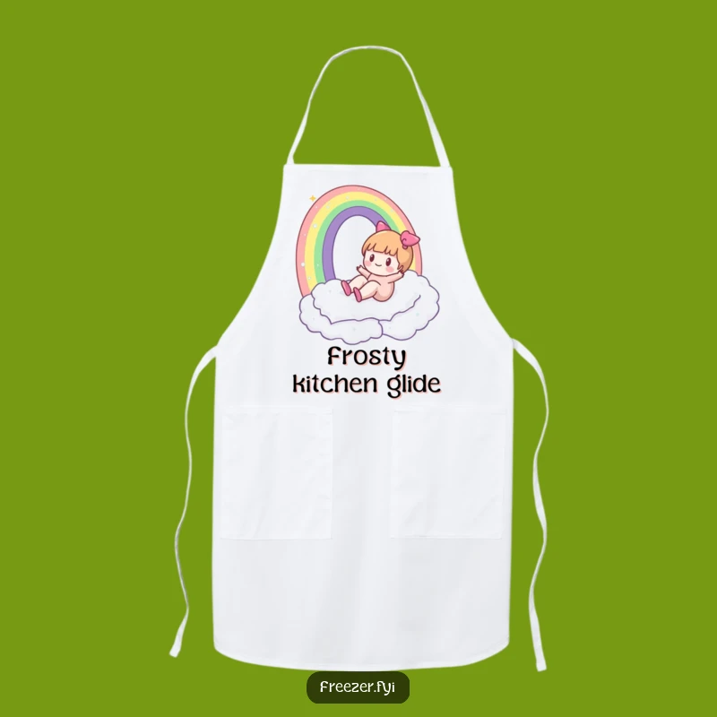 Funny Kitchen Apron: Character's Frosty Rainbow Fun for a Hilarious Chef Gift