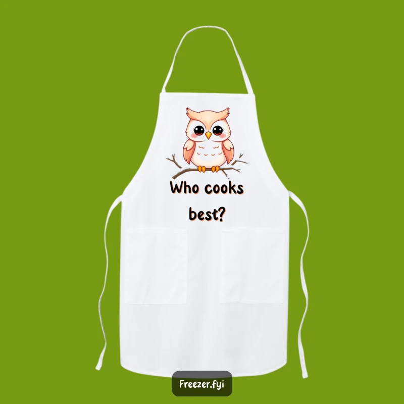 Funny Owl Smile Apron - Charming Snowy Owl Kitchen Wear, Great Gift