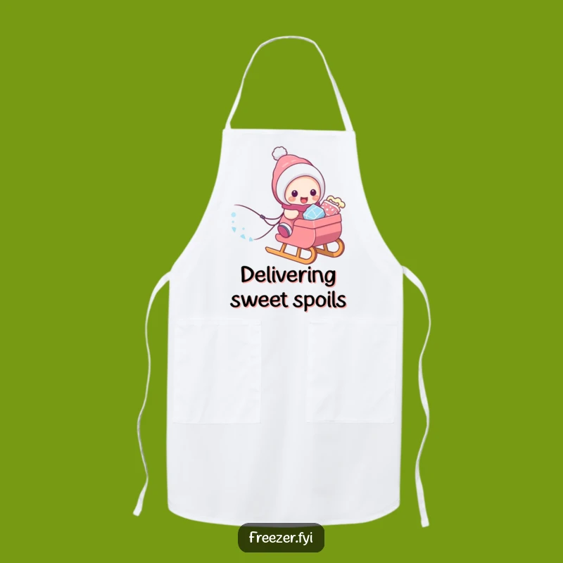 Funny Winter Kitchen Apron: Character's Treat Sled - Chef's Fun Gift