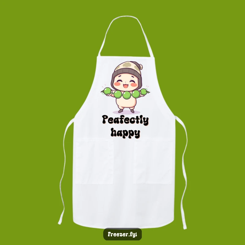 Funny Chef Apron: Character Juggles Frozen Peas with Toque