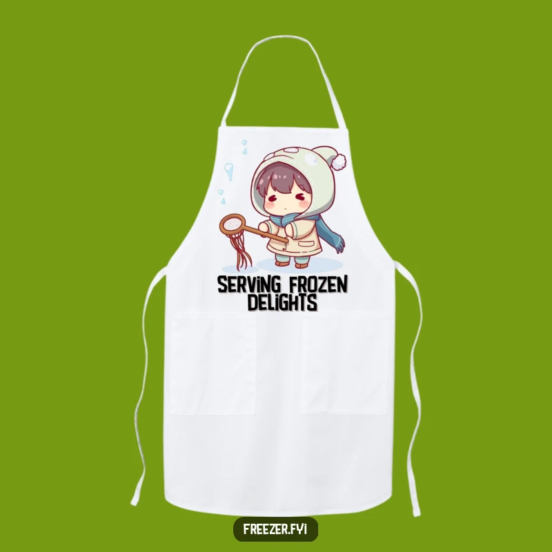 Funny Winter Catcher Apron: Character Catches Icicles with Net