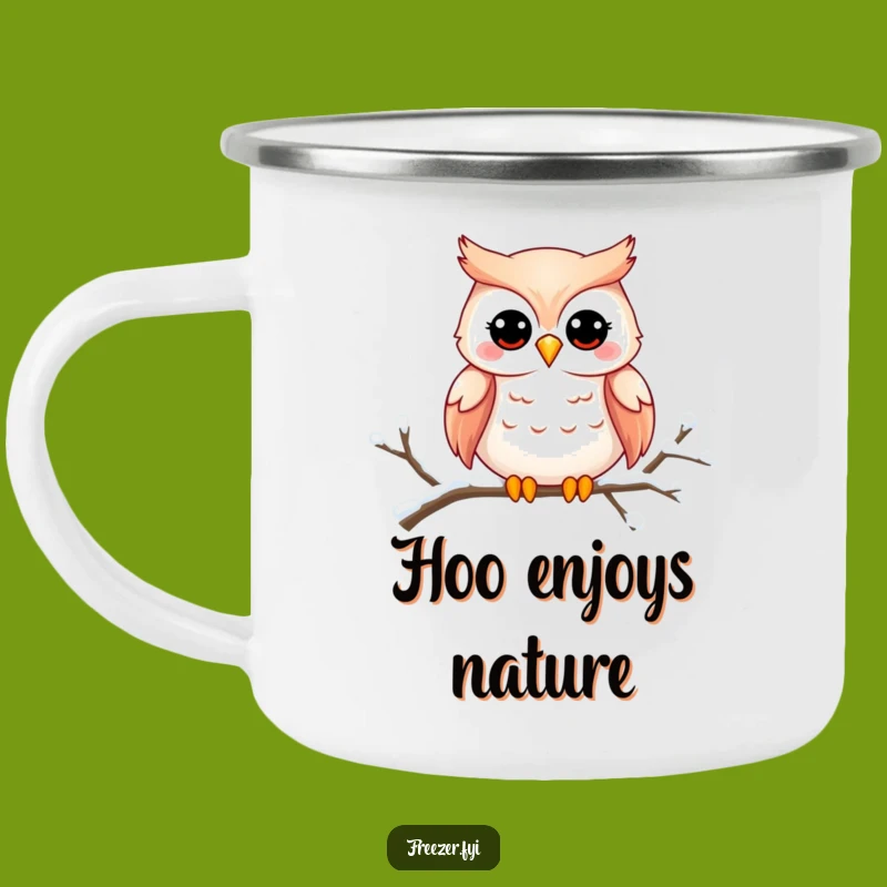 Funny Owl Smile Camping Mug - Durable Snowy Owl Cup, Outdoor Gift