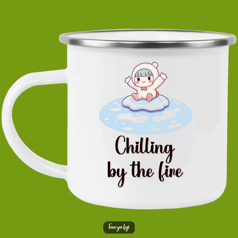 Funny Puddle Slide Camping Mug: Character's Icy Adventure - Outdoor Funny Gift