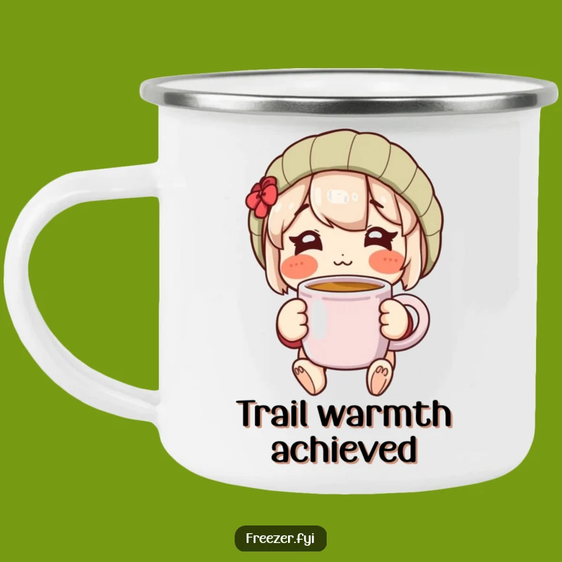 Campfire Cozy Mug: Rosy Character Happy Warm Drink Camping Gift