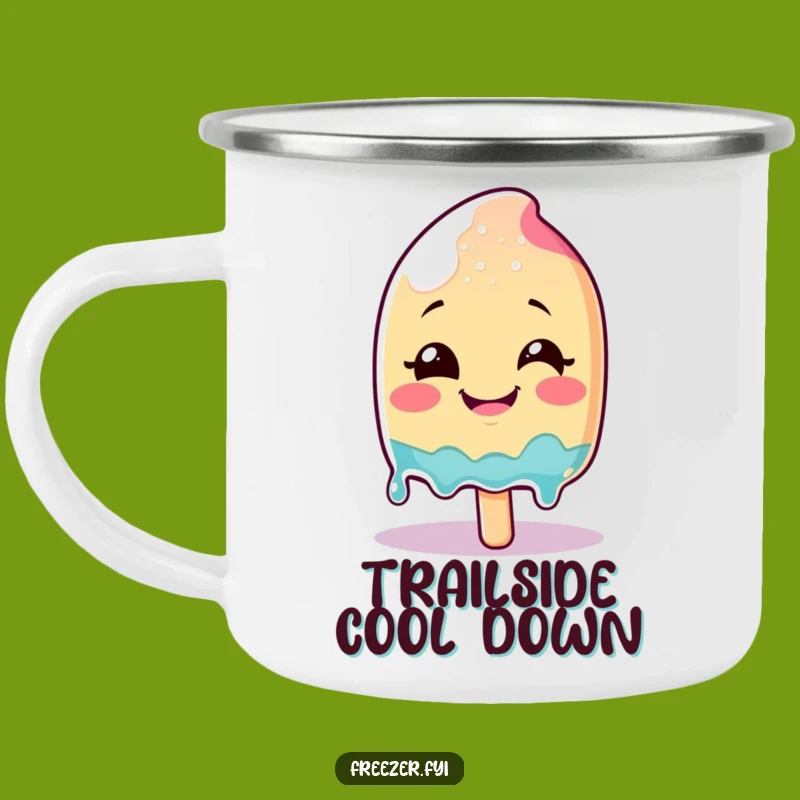 Funny Melting Popsicle Camping Mug: Smiling Glee Character Outdoor Fun