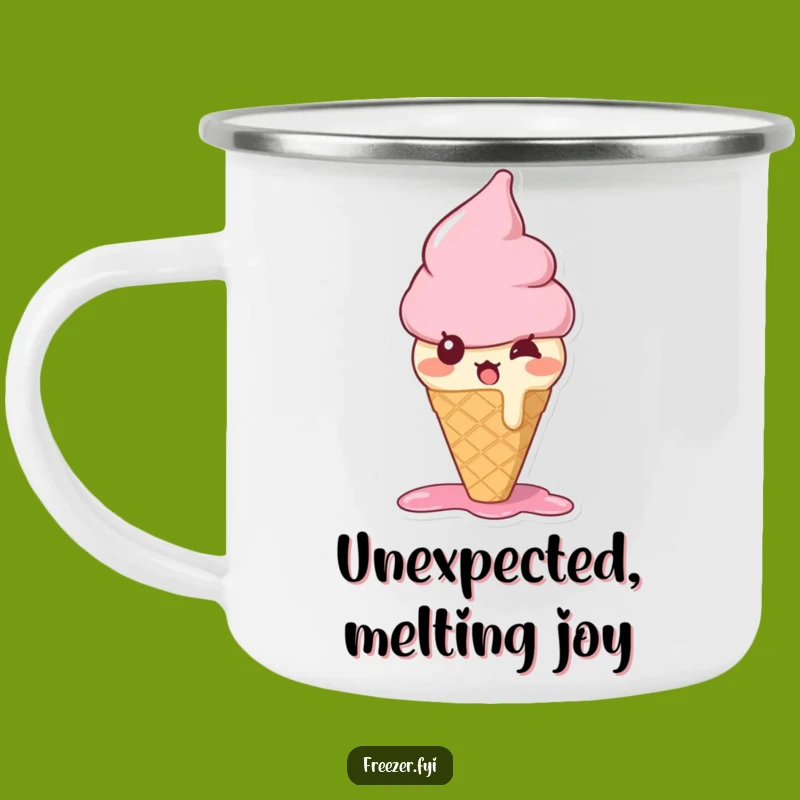 Funny Bewildered Ice Cream Cone Camp Mug: Sweet Sips on the Go