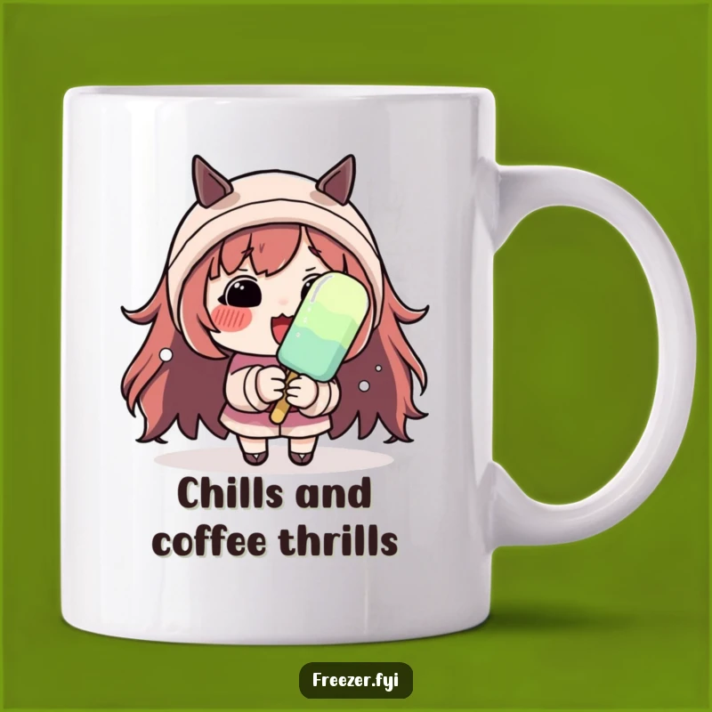 Funny Shivering Character Mug: Rosy Cheeks & Popsicle, Humorous Cold Weather Gift