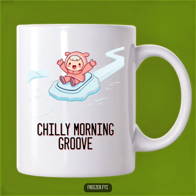 Funny Ice Slide Mug: Joyful Character's Slippery Adventure Gag Laugh Gift
