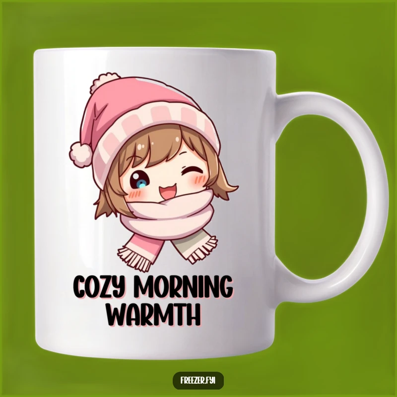 Funny Winter Hat Scarf Mug - Joyful Character's Cozy Cold Weather Gift