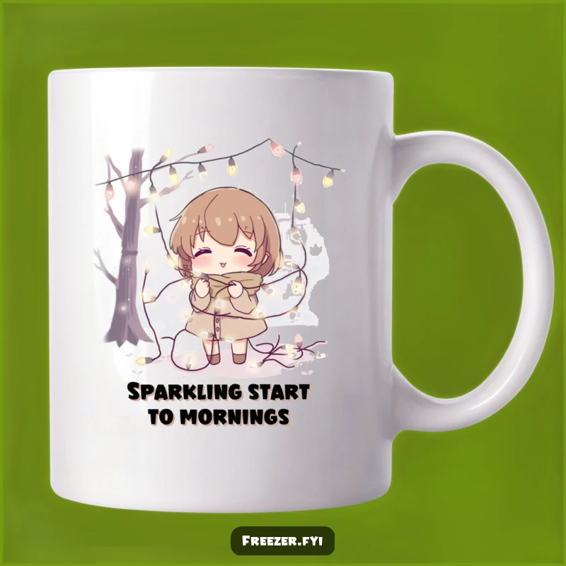 Funny Fairy Light Tangle Mug: Festive Mishaps & Cold Chuckles!