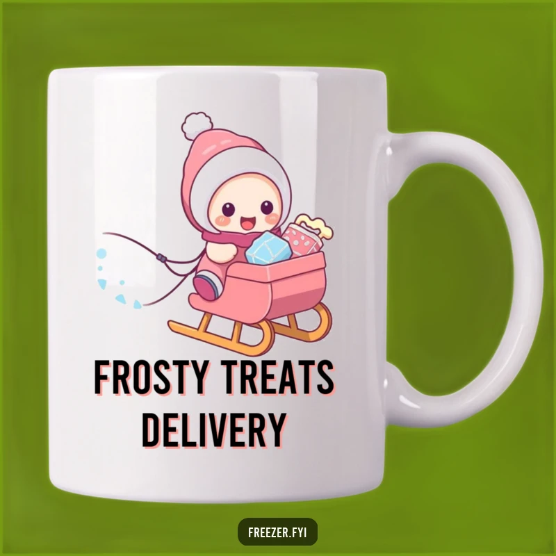 Funny Frosty Treats Mug: Character's Winter Haul - Hilarious Gift for Snack Lovers