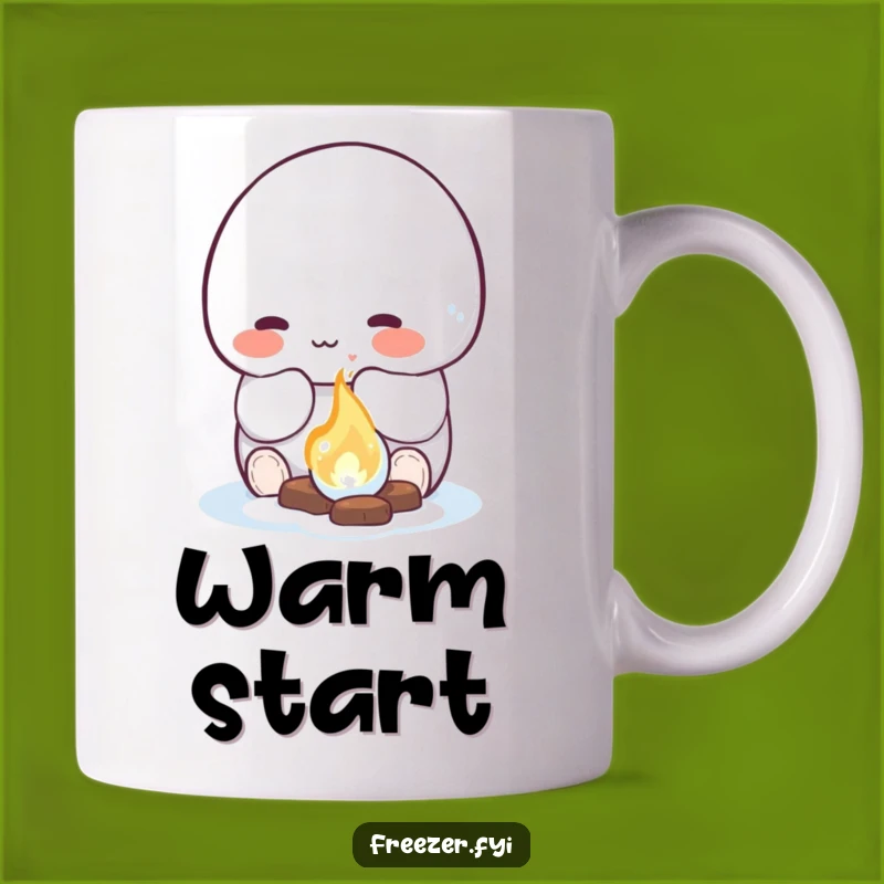 Funny Ice Fire Mug: Rosy Character Warming Hands, Cozy Humorous Gift