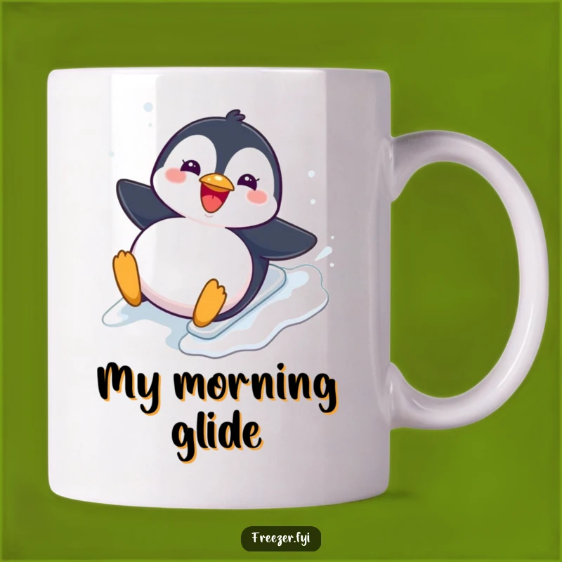 Funny Penguin Mug: Chubby Bird Sliding Joyfully, Perfect Winter Fun Gift