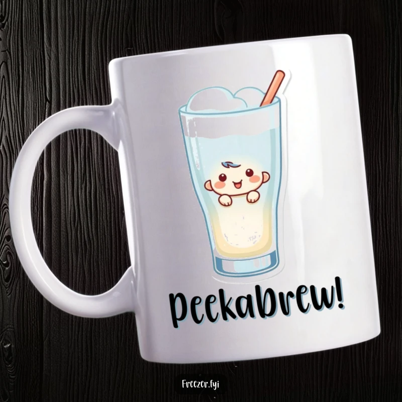 Funny Peeking Mug: A small, cheerful character peeking out from the rim of a frosty beverage glass, offering a smiling surprise.