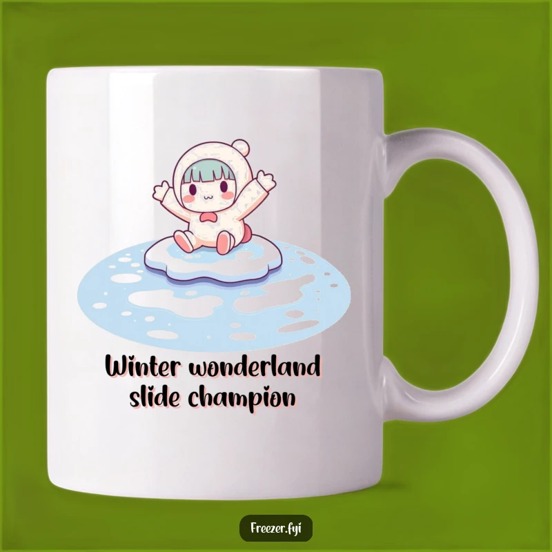 Funny Winter Fall Mug: Character's Epic Puddle Slide Fail - A Hilarious Gift for Friends