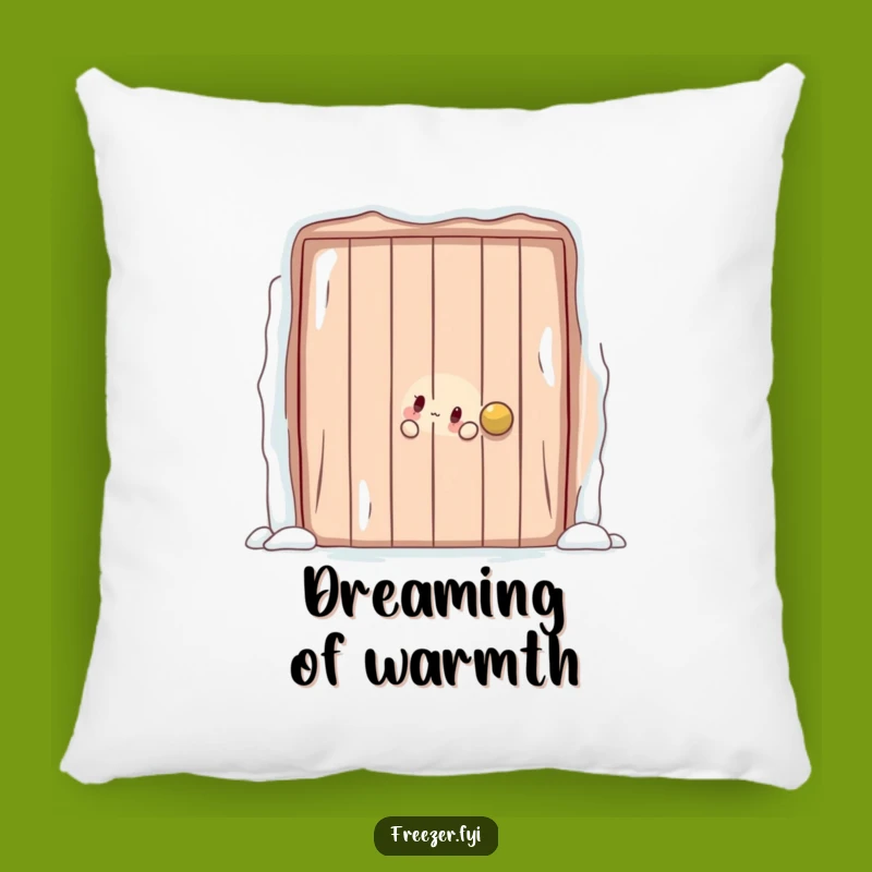 Cozy Mystery Pillow: Playful Frosty Door Character Accent Pillow