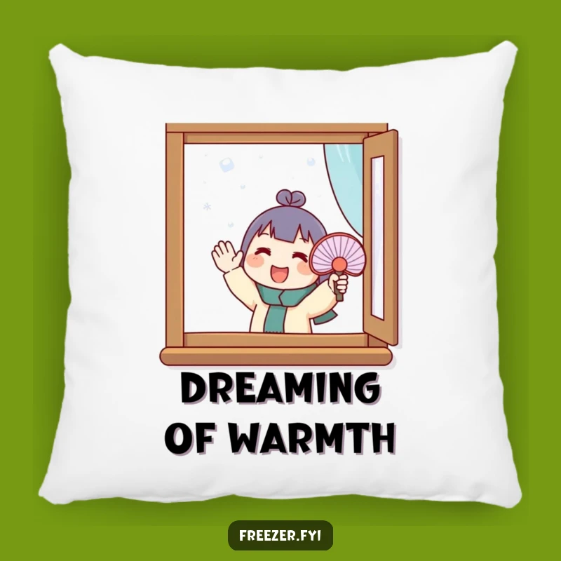 Funny Frosty Window Pillow: Cozy Humor with Enthusiastic Character
