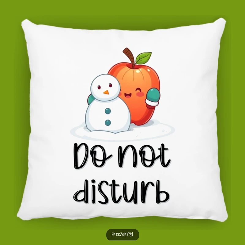 Funny Apple Snowman Pillow: Cozy Winter Accent, Hilarious Fruit Decor for Sofa