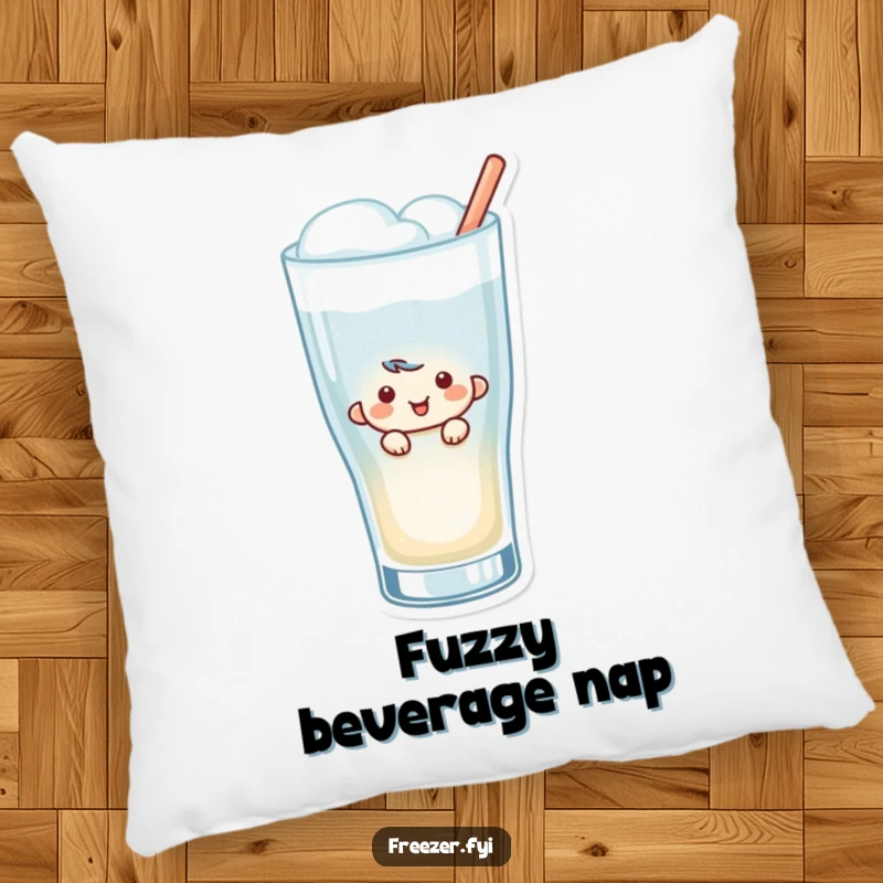 Funny Peeking Pillow: A soft pillow featuring a smiling character peeking from a frosty drink glass, bringing playful humor to any room.
