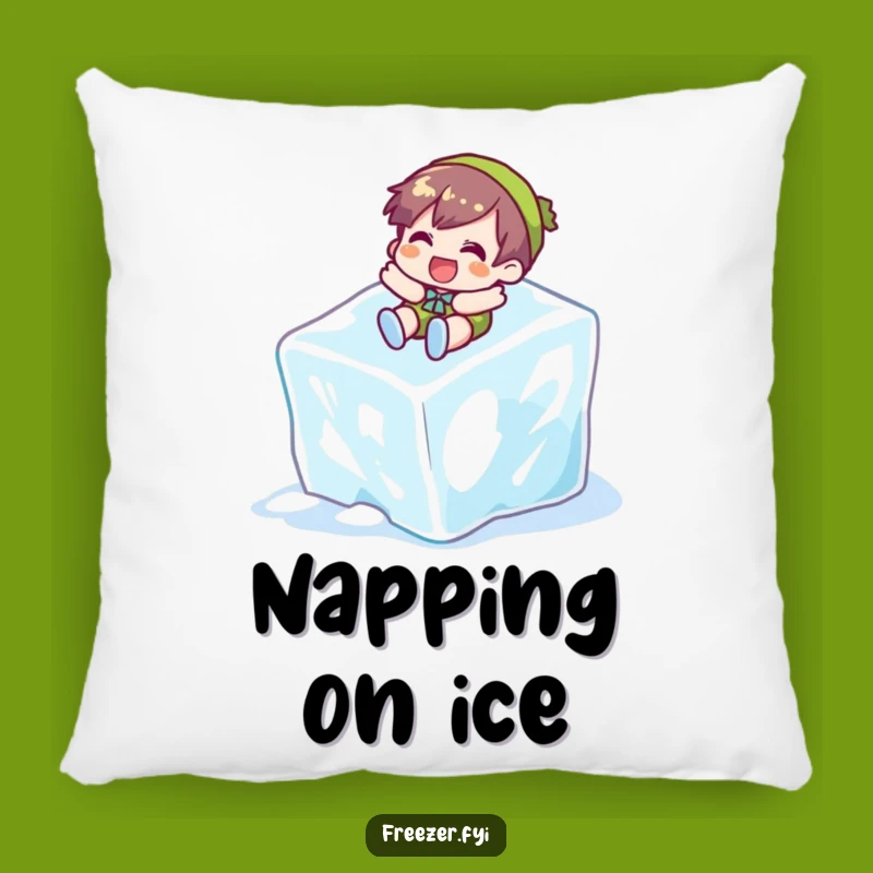 Funny Ice Cube Sliding Pillow - Comfy Cartoon Cushion of Winter Fun
