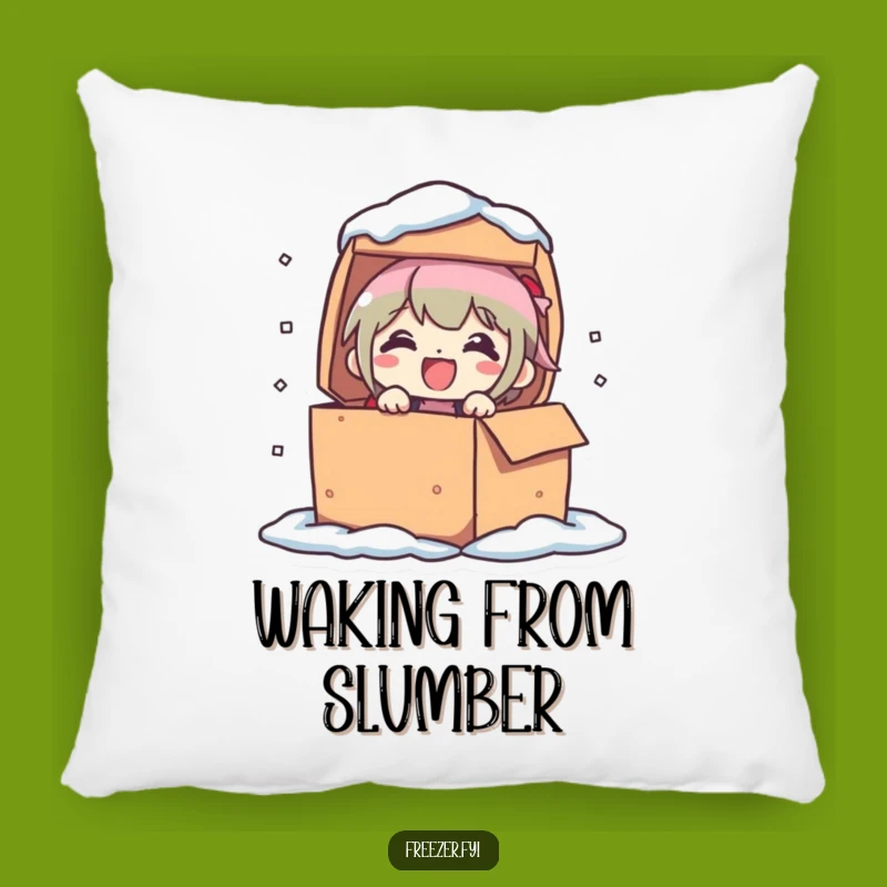 Funny Frozen Box Pillow: Cozy Humor with a Delighted Character
