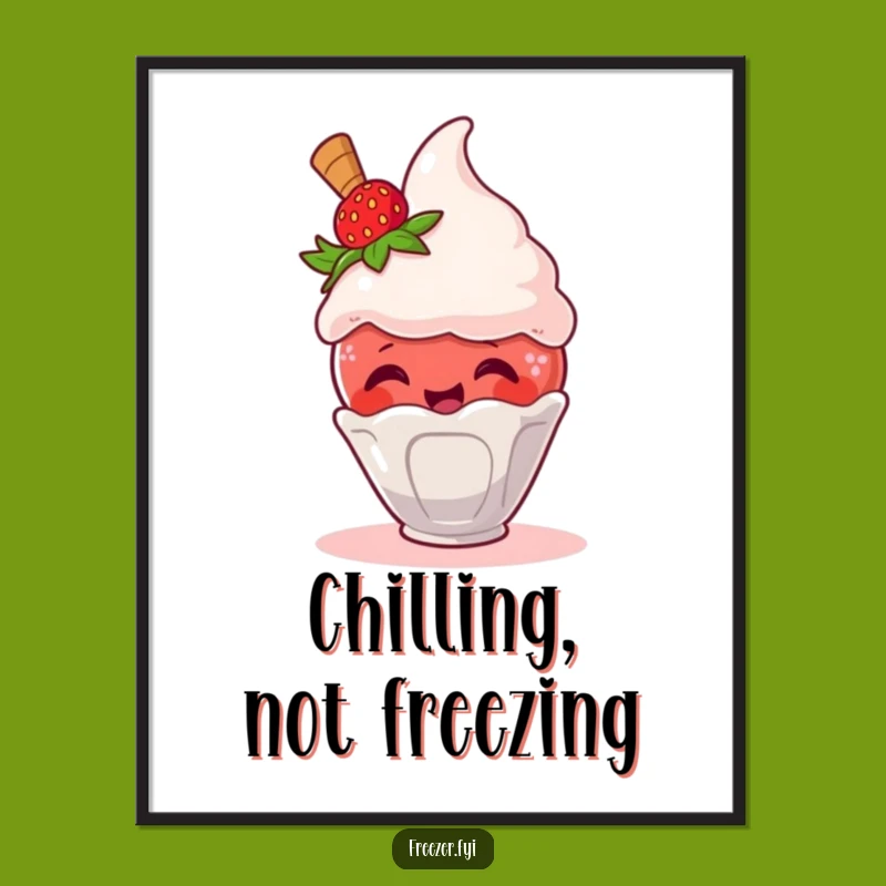 Funny Strawberry Ice Cream Digital Art: Instant Sweet Escape for Your Space