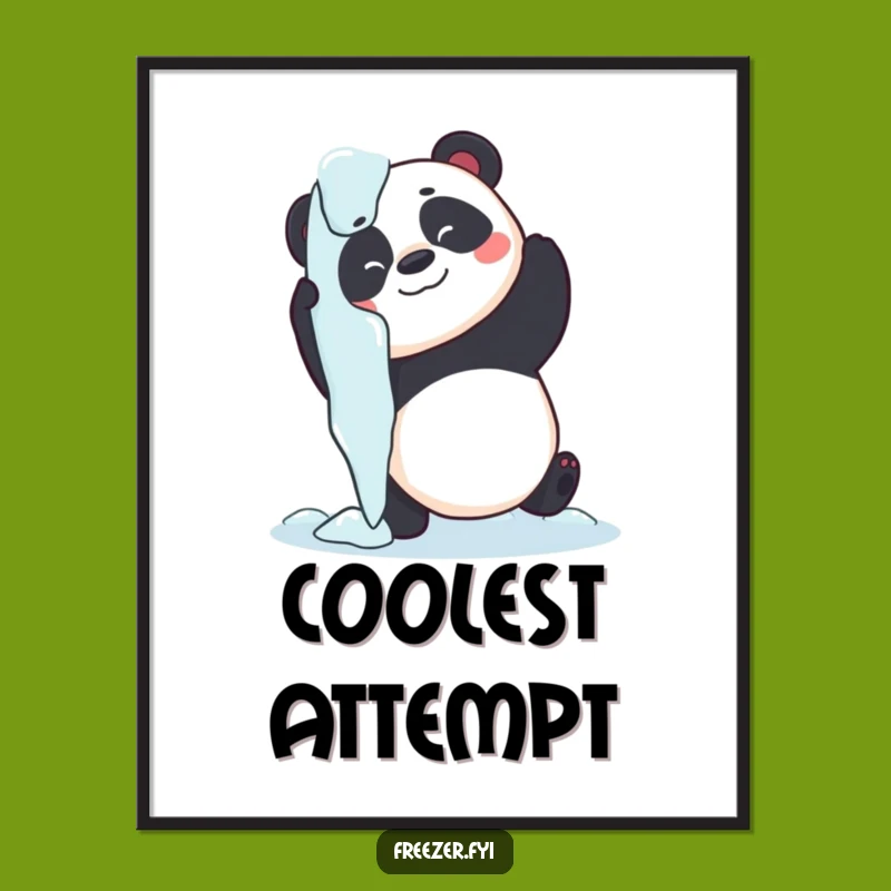 Funny Panda Icicle Hug Digital Art - Printable Animal Decor, Gift