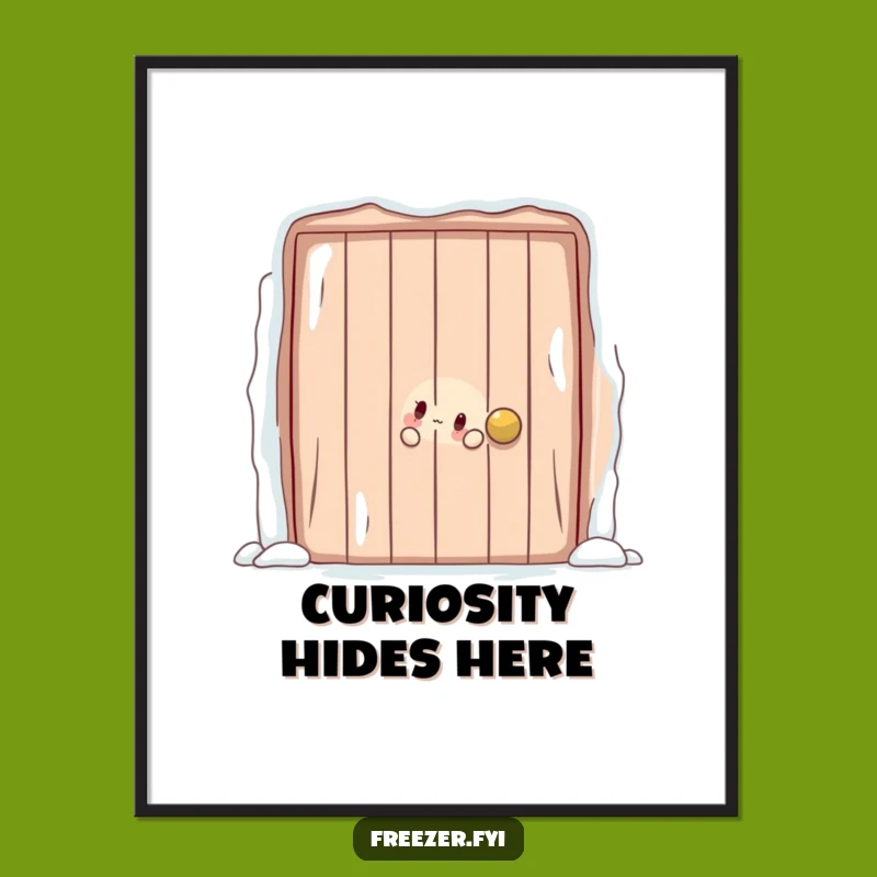 Playful Frosty Door Digital Art: Character Peek Art Print