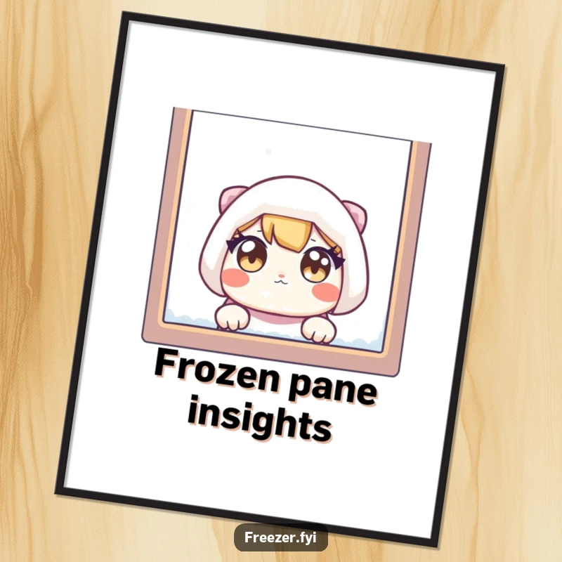 Funny digital art print of a character with wide eyes peeking through a frosted window, offering a humorous and artistic wall decor piece.