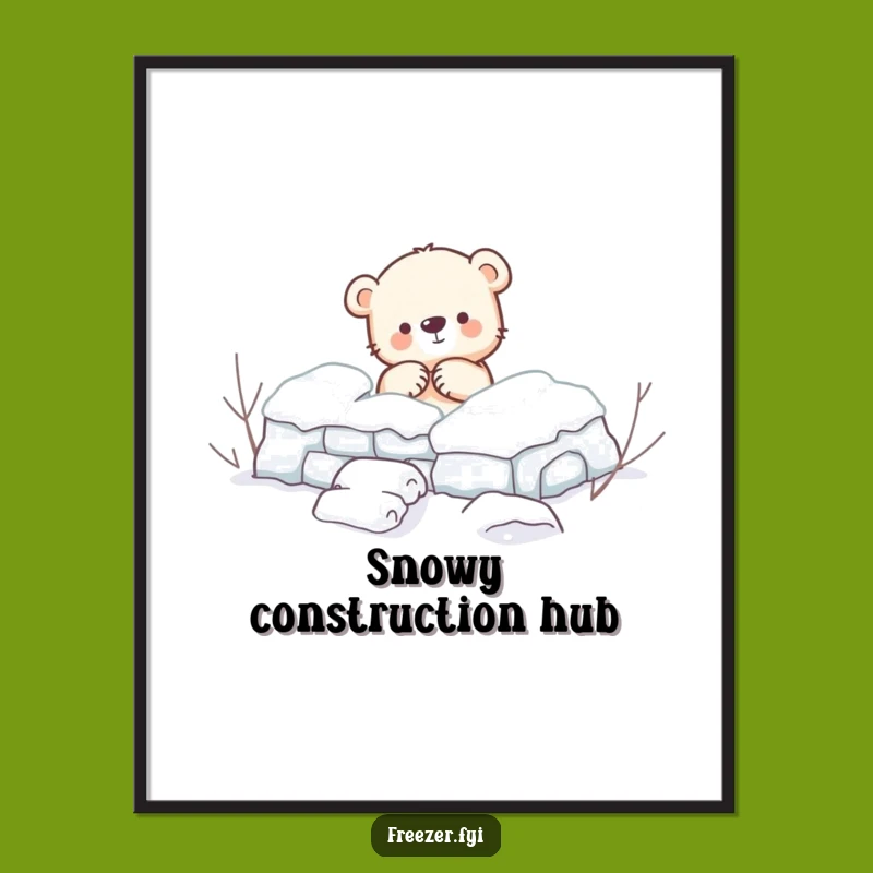 Funny Bear Digital Art: Printable Cub for Instant Winter Decor