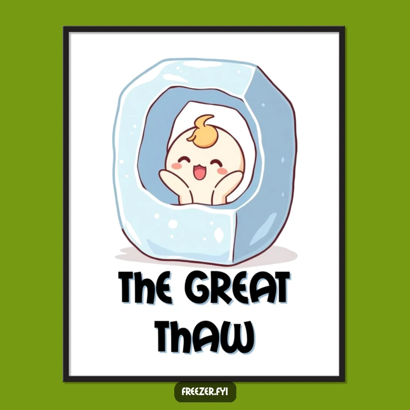 Funny Ice Cube Breakout Digital Art: Surprised Joy Print, Humorous Downloadable Gift