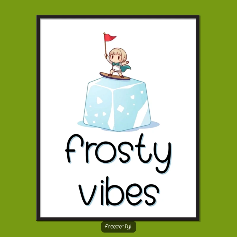 Funny Ice Cube Surfer Digital Print: Cheerful Character Art, Instant Humorous Gift