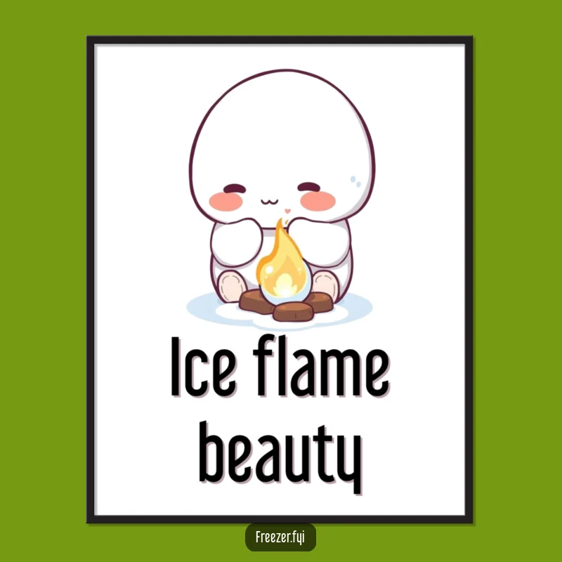 Funny Ice Fire Digital Print: Rosy Character Art, Instant Humorous Gift