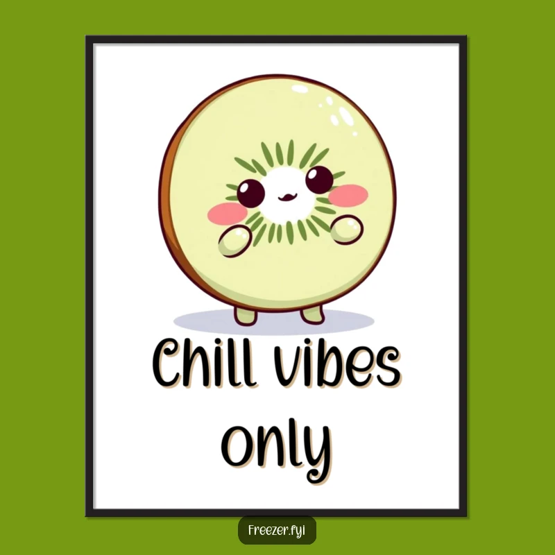 Funny Kiwi Slice Art Print: Cute & Playful Digital Decor for Humorous Spaces