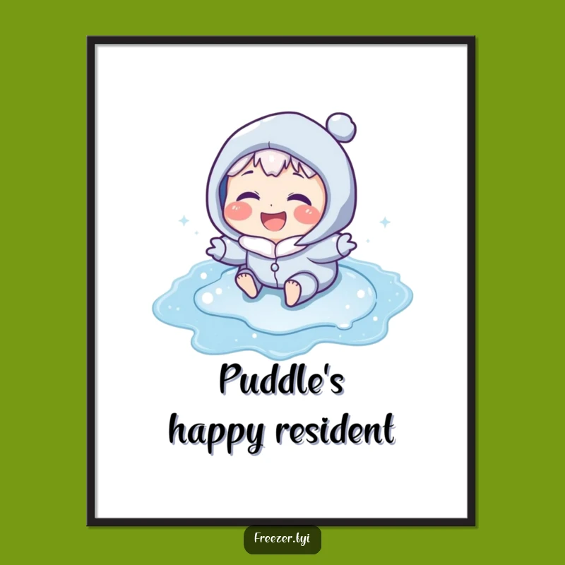 Funny Puddle Racer Digital Art: Icy Cheeks Laughing Print, Humorous Downloadable Gift