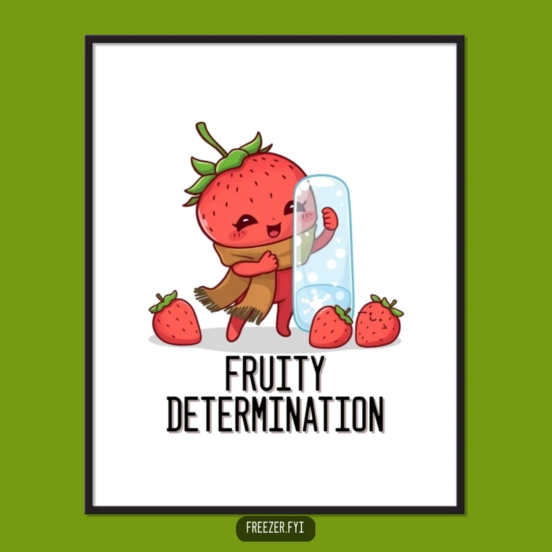 Funny Strawberry Jar Digital Art: Instant Winter Decor, Hilarious Determined Print