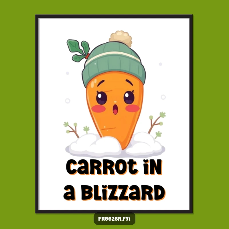 Funny Surprised Carrot Digital Art: Wintry Print & Humorous Gift