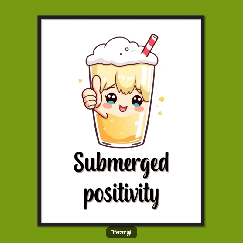 Funny Thumbs Up Frosty Beverage Digital Art: Hilarious Approval for Instant Decor
