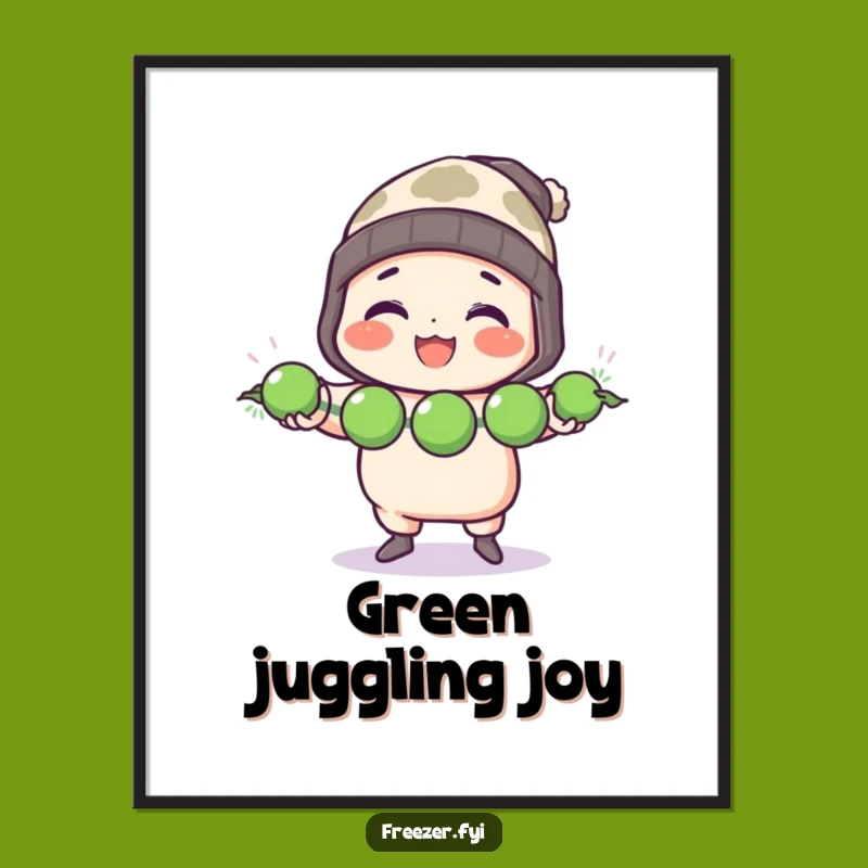 Funny Chef Digital Art: Character Juggles Frozen Peas with Toque