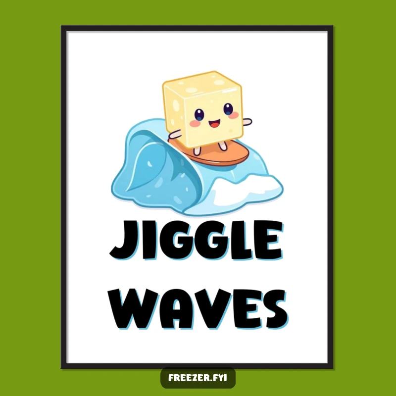 Funny Jelly Surfing Digital Art: Wobbly Wave Decor