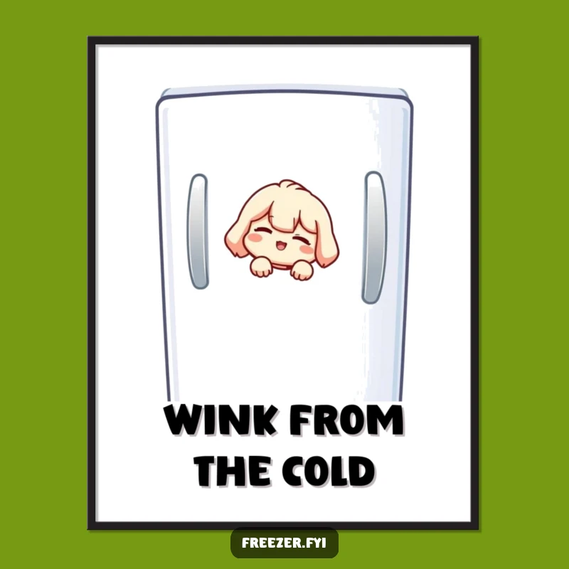 Funny Freezer Digital Art: Cheeky Character Graphic for Quirky Decor Gift