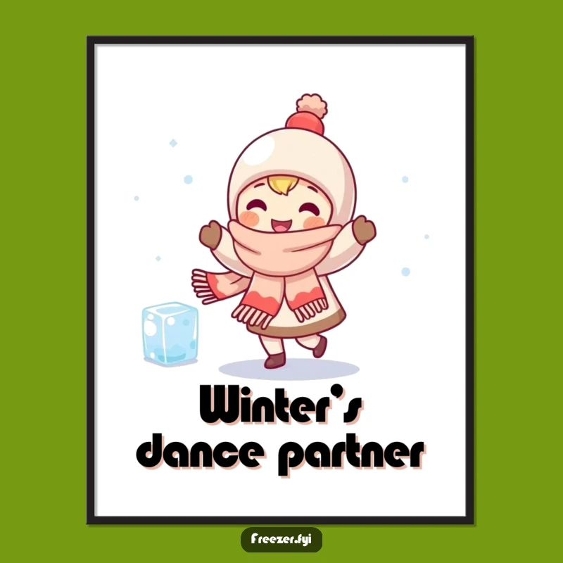 Funny Dancing Character Digital Art: Scarf Friend Print, Humorous Downloadable Gift
