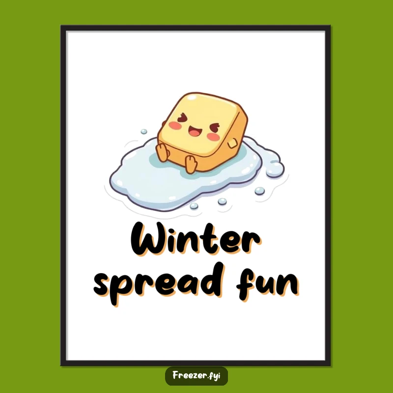 Funny Butter Pat Sliding Digital Art - Joyful Frosty Graphic for Instant Fun