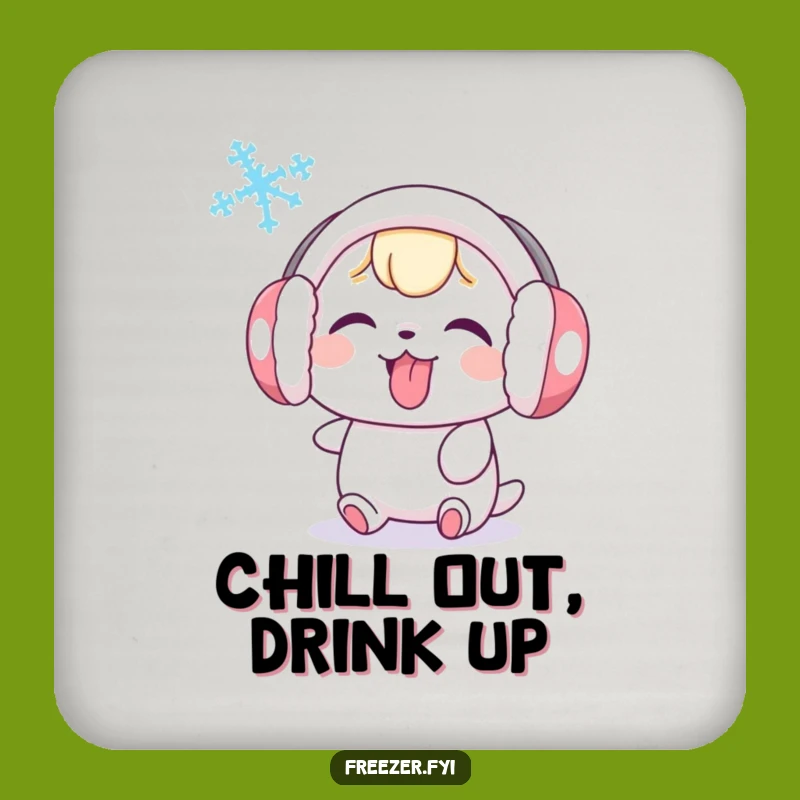 Funny Earmuff Character Coaster: Protect Surfaces with Snowflake Taunt Humor, Gift