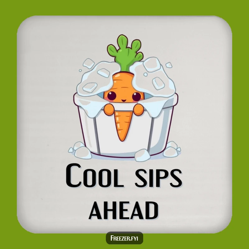 Funny Curious Carrot Drink Coasters: Ice Bin Peeking Character Set
