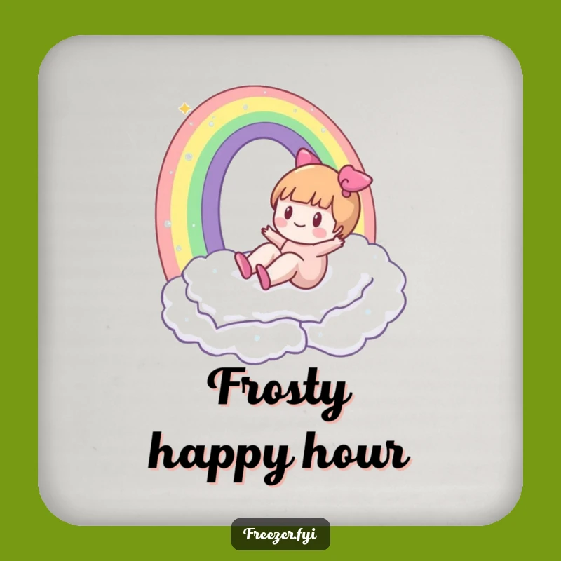 Funny Coaster Set: Character's Frosty Rainbow Protection for Your Table's Funny Gift
